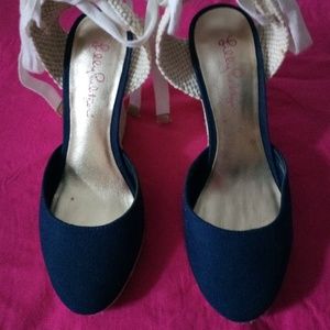 Lilly Pulitzer blue and white wedges